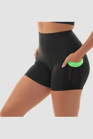 FRISTYLE Short Fitness Biker Com Bolso Verde