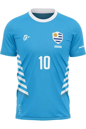 Over Fame Camiseta Filtro UV Uruguai Celeste Dourado Copa Torcedor