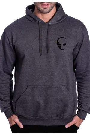 Benellys Blusa de Frio Moletom Flanelado Alien ET Canguru Chumbo