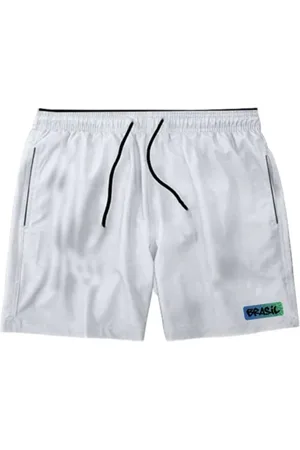 Relaxado Bermuda Masculina Brasil Tactel Short Com Bolsos Verão Copa