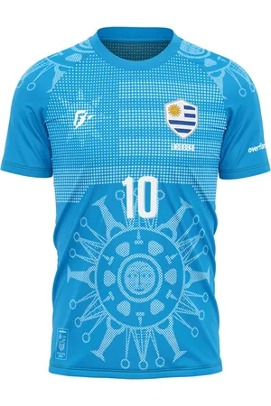 Over Fame Camiseta Filtro UV Uruguai Sol Dourado Copa Torcedor