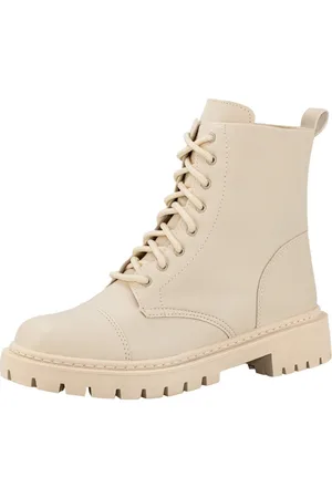 Lumiss Bota Coturno Feminino Colorido Tratorada Blogueira Cano Curto Off White