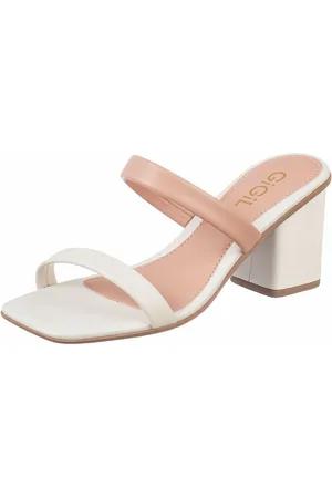 Gigil Tamanco Salto Bloco Quadrado Off White/Nude