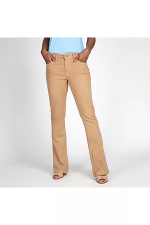 Calças de brim chiques para mulheres de cintura alta elástica
