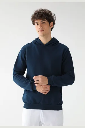 Benellys Blusa de Frio Moletom Canguru Masculino Flanelado Liso Marinho