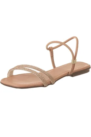 VIA BIRIGUI Sandália Feminina Rasteira C/ Brilhos Strass Moda Conforto Rosado