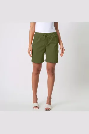 Bloom Bermuda Jogger Jeans Confort Colors Com Elástico na Cintura Verde Musgo