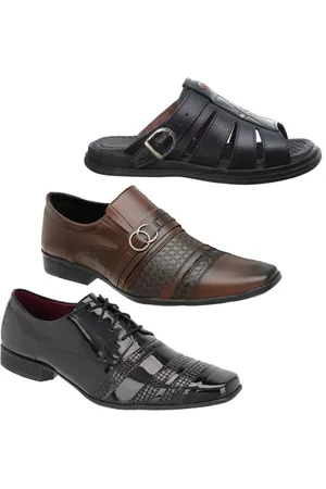 Eleganci Kit 2 Pares Sapato Social Masculino Conforto Leve + Sandália 44