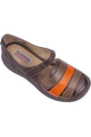 Serella Sandália Baixa Conforto Retrô 7073 Café/Capuccino/Laranja