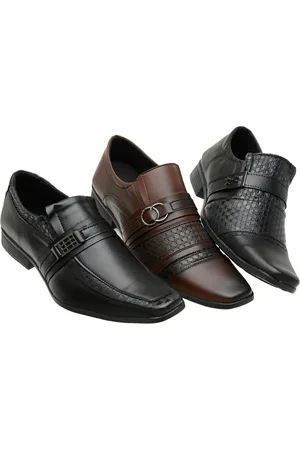 Eleganci Kit 3 Pares Sapato Social Masculino Fosco Conforto + Cinto Mega Oferta Evangélica