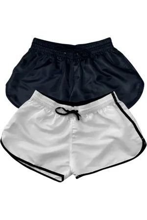 Relaxado Kit 2 Short Feminino Moda Praia Liso Bermuda Tactel Shortinho Verão Cores Variadas
