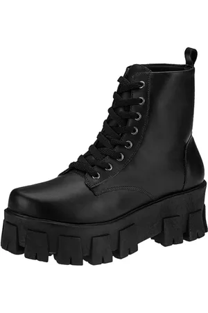 LÓRIS SHOES Bota Coturno Militar Feminino Lóris Shoes Plataforma Tratorada Cano Médio Fosco