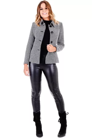 Rigotto Casaco Classic em Lã Preto e Branco Estampado