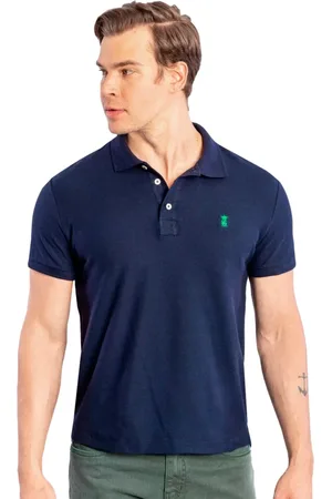 Sergio K. Polo Masculina Piquet Green Logo Azul Marinho
