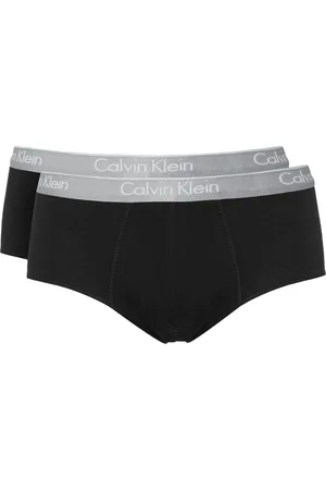 Calvin Klein Cuecas Brief Cotton Print Preta Pack 2UN