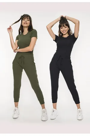 Salvatore Fashion Kit 2 Calças Salvatore Jogger Comfy Malha Canelada Preta e Verde