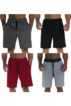 Alto Conceito Kit 4 Bermuda Moletom e Moletinho MXD Conceito Academia Musculação Preto, Mescla Escuro, Mescla Tradicional e Vermelho