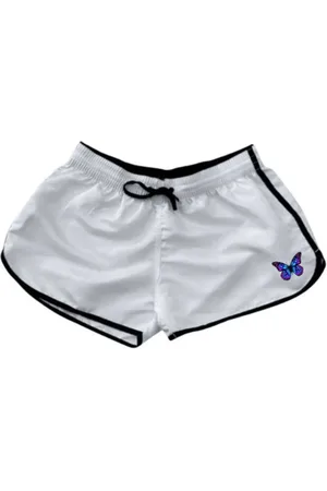 Relaxado Short Feminino Bermuda Tactel Estampado Borboleta Moda Praia Academia Fitness