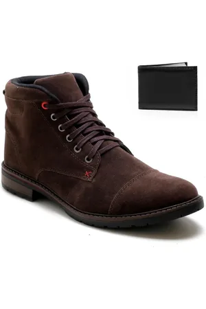 BREFFER Kit Bota Coturno Masculino Camurça + Carteira Dia a Dia Leve Escuro 44