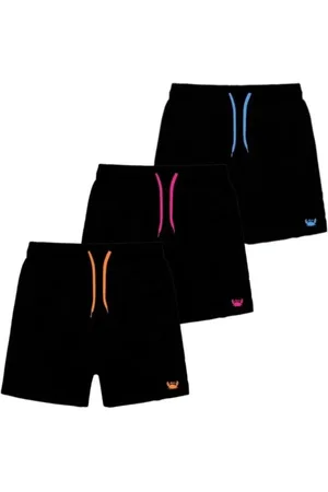 Relaxado Infantil - Kit 3 Short Tactel Liso Mauricinho Moda Praia Piscina Verão Detalhe Colorido
