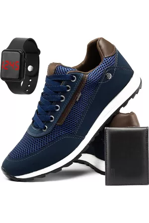 Sapatofran Kit de Tênis Masculino Sapatênis Casual com Relógio e Carteira