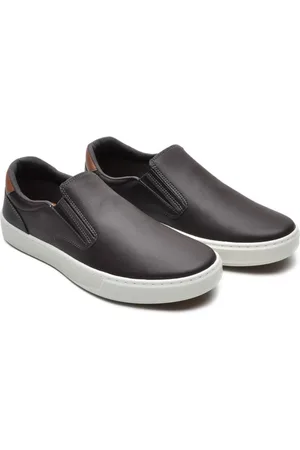 Delik Tênis Slip On Masculino Iate Liso Confortável Casual Marrom 38