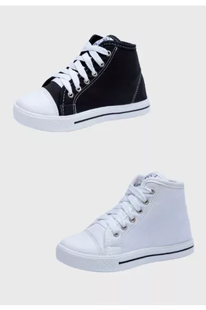 Pópidí Infantil - Kit 2 Tênis Pop Star Pópidi Cano Alto Preto e Branco