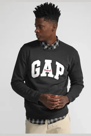 GAP Blusa de Moletom Flanelada Fechada Logo Bordado Preta