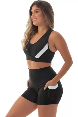 FRISTYLE Conjunto Fitness Short E Top Academia Preto