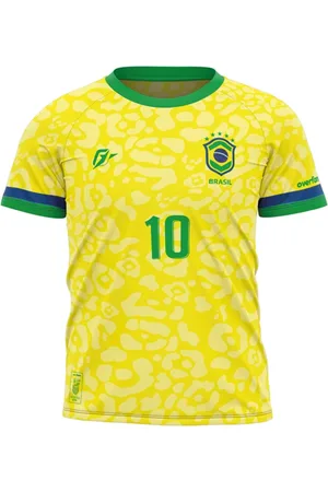 Over Fame Camiseta Filtro UV Brasil Canarinho Copa Torcedor Onça