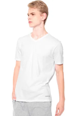 Calvin Klein Camisetas Underwear Masculinas V-Neck Brancas Pack 2UN