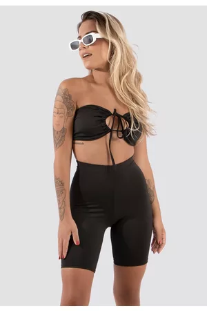 Diluxo Bermuda Cintura Alta Legging Biker Ciclista Preta