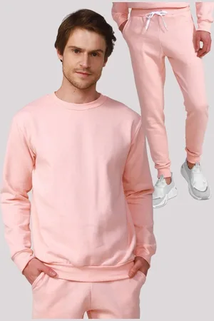 Benellys Conjunto Moletom Liso Gola Redonda e Calça Masculina Claro