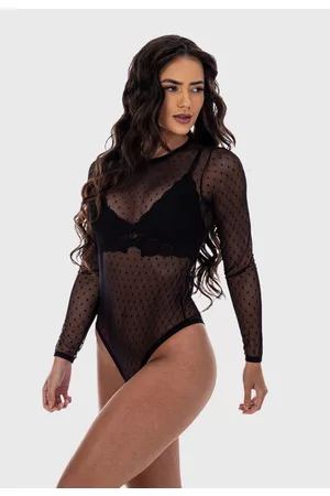 FRISTYLE Body Tule Poa Manga Longa Transparente