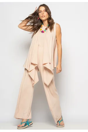 Salvatore Fashion Conjunto Com Kimono, Regata e Wide Leg Malha Salvatore