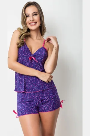 Gabi Baby Doll Estampado Adulto Curto Short Pijama Verão Alça