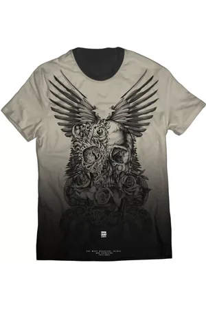 Di Nuevo Camiseta Masculina Sentimento do Lado Escuro Skull