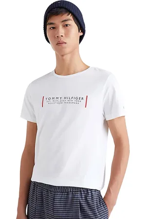 Tommy Hilfiger Camiseta Masculina Text Bar Corp Branca