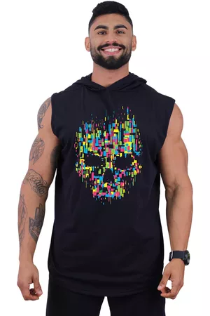Alto Conceito Regata Longline Machão Masculina Com Touca Para Academia Treino Algodão MXD Conceito Caveira Formas