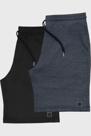 Benellys Kit 2 Bermudas Masculinas Moletinho Shorts Moletom Preto Chumbo