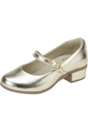 Pepite Moda Infantil Infantil - Sapatilha Feminina Dourada Com Saltinho Princesa