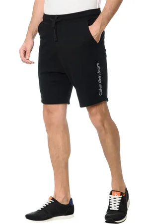 Calvin Klein Bermuda Jeans Moletom Lateral Logo Preta