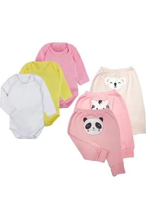 Koala Baby Infantil - Kit Roupa 3 Body Manga Longa E 3 Mijão Bumbum Bordado