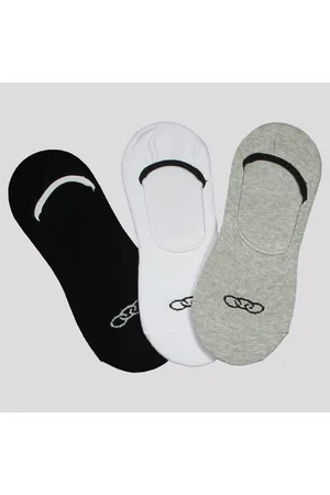 OLYMPIKUS Kit Meia Ult Invisível 3 Pares Branca, Cinza e Preta
