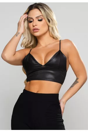Mvb Modas Top Cropped Cirrê Faixa Alcinha Decote