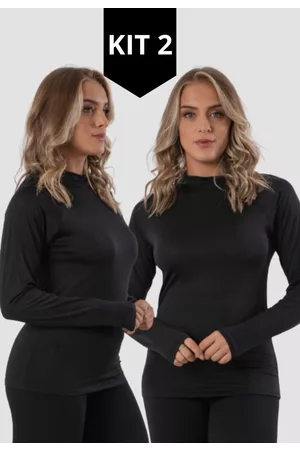 Diluxo KIT 2 Blusa Térmica Camisa Segunda Pele UV Preta