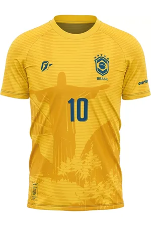 Over Fame Camiseta Filtro UV Brasil Canarinho Cristo Redentor