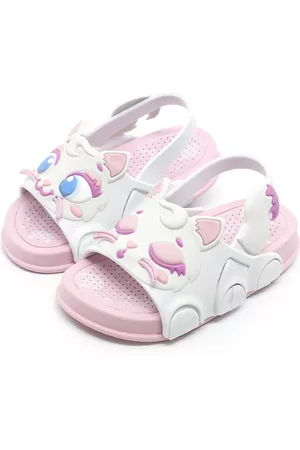 Plugt Infantil - Sandália Papete Menina Gatinha Miau Branco