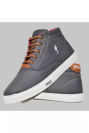 Polo Blu Sapatênis Casual Masculino Cano Alto Cinza