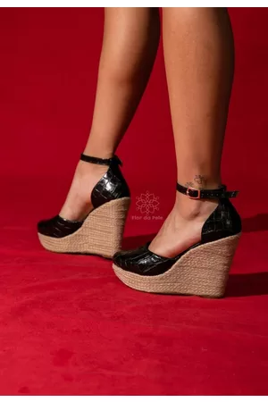 Flor da Pele Sandália Feminina Anabela 3009 Croco